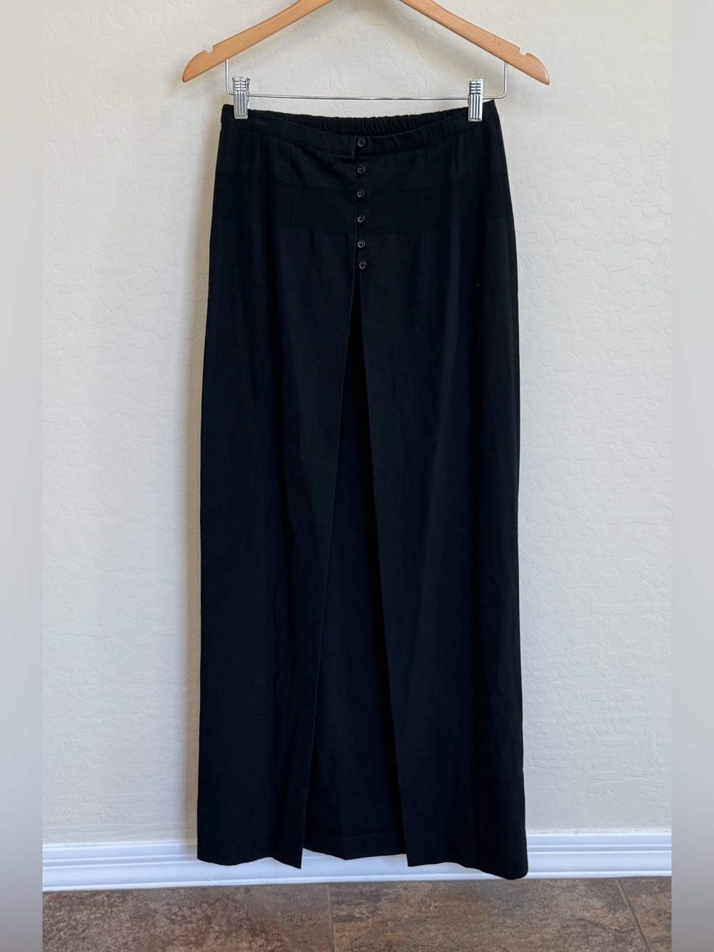 Dries Van Noten Black Cotton Button Front Maxi Skirt Made in Belgium Sz 38 US 6